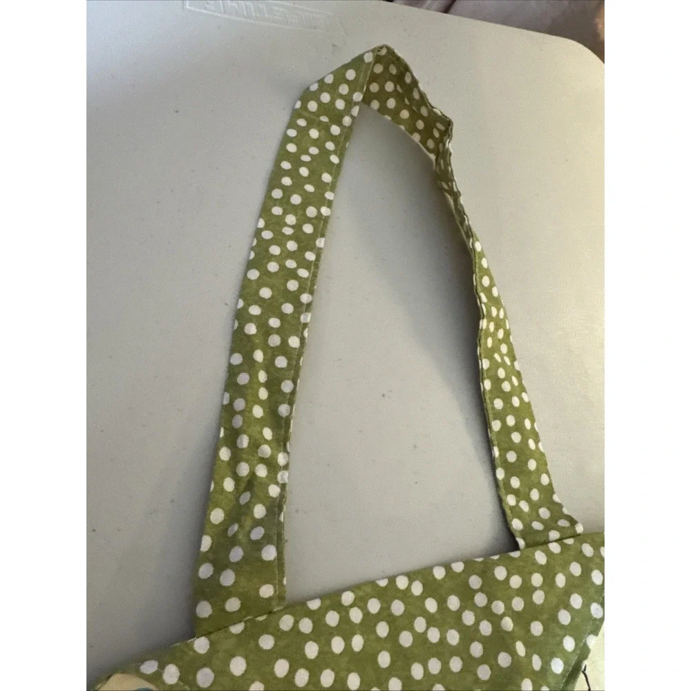 VTG  Print Parisian Homemade Apron Reversible Artist Smock Polka Dot Reversible